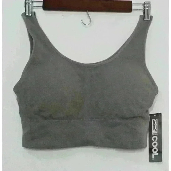 New Women's 32 Degrees Cool Steel Gray Seamless Racerback Sports Bra Size L NWT - Picture 2 of 11